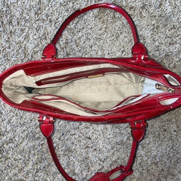 Ralph Lauren Vintage Ferrari Red Leather Handbag Glossy Shoulder Purse - Picture 5 of 16